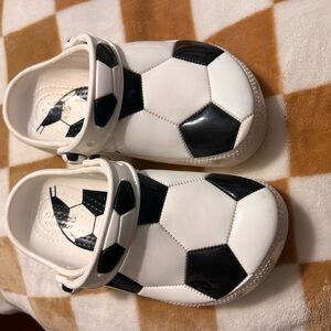 CROCS Kids Soccer Slippers - Black and White